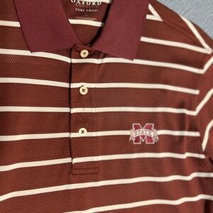 Oxford Burgundy and White Striped Men's Polo